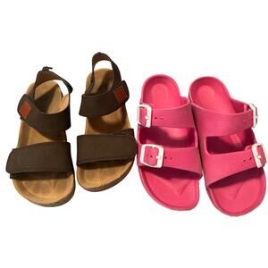 GUC Two Pair Girl's Summer Sandals Gently Worn Pink/Brown Shoes Size 12
